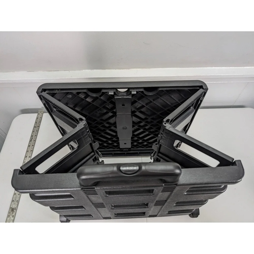 Mesa Inspired Living Folding Utility Cart Black Rolling Collapsible Crate Caddy